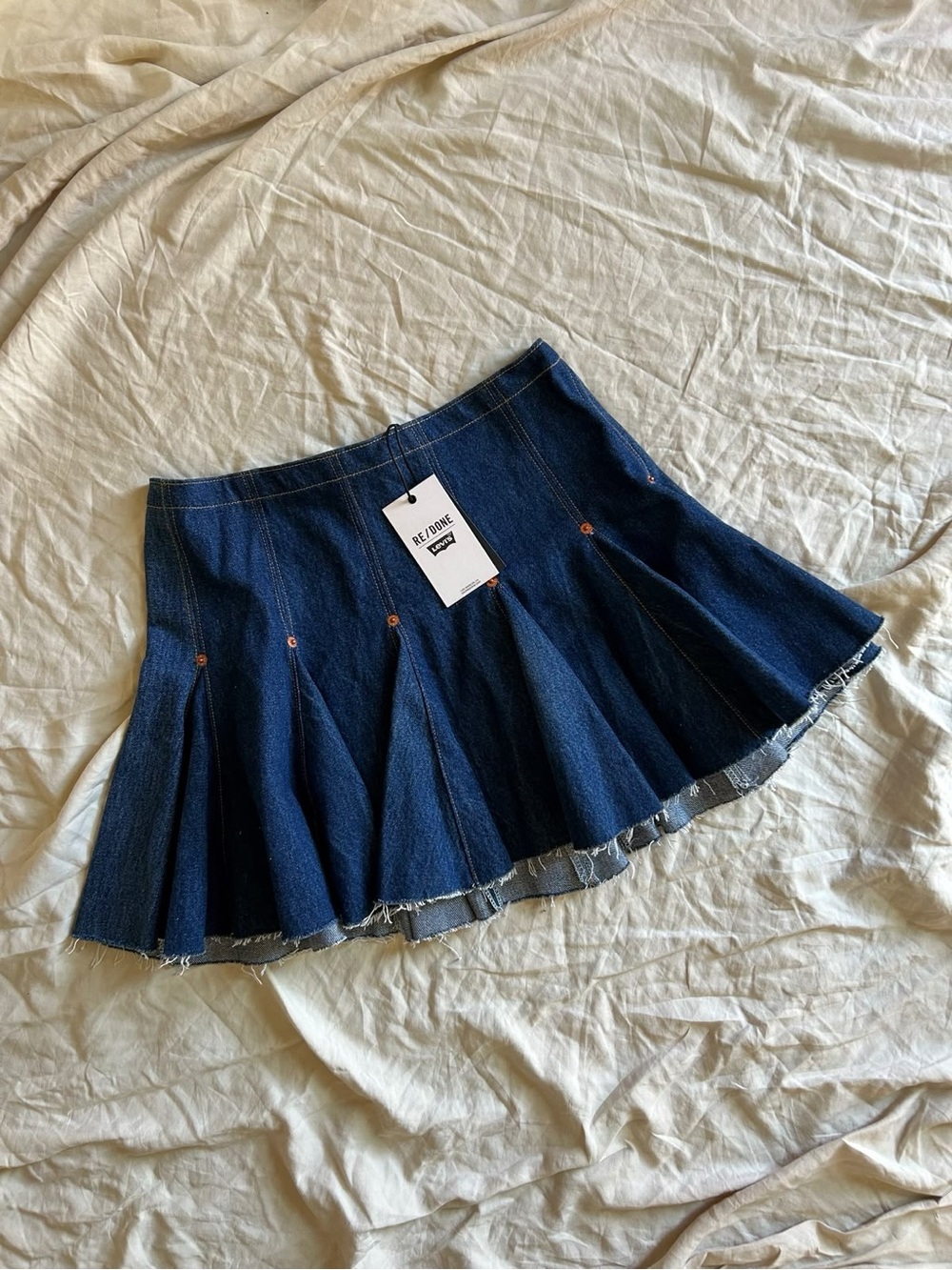 RE/DONE + Levi's 29" Reconstructed Flounce
Skirt NWT!!